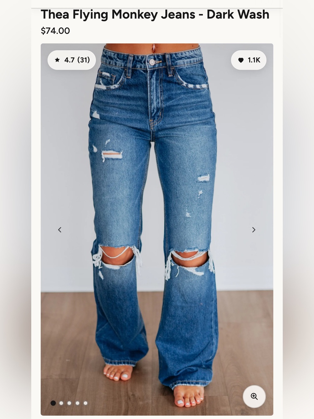 Flying Monkey Dark Blue Distressed Flare Jeans